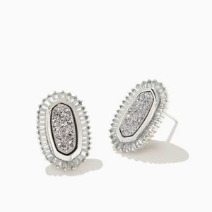 Kendra Scott Baguette Ellie Stud Earrings in Platinum Drusy